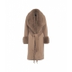 Cappotto in lana con pelliccia eco marrone