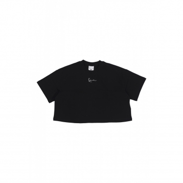 maglietta corta donna w small signature essential crop tee BLACK