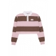 polo corta manica lunga donna w woven signature crop striped rugby l/s ROSE/TAUPE/WHITE
