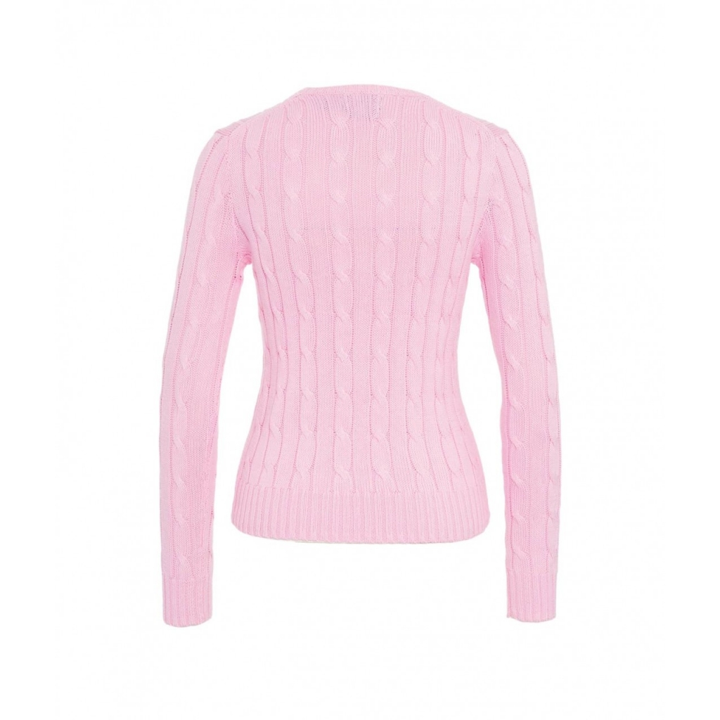 Maglione in maglia intrecciata con logo ricamato rosa