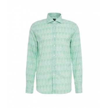 Camicia in cotone fine con motivo paisley verde