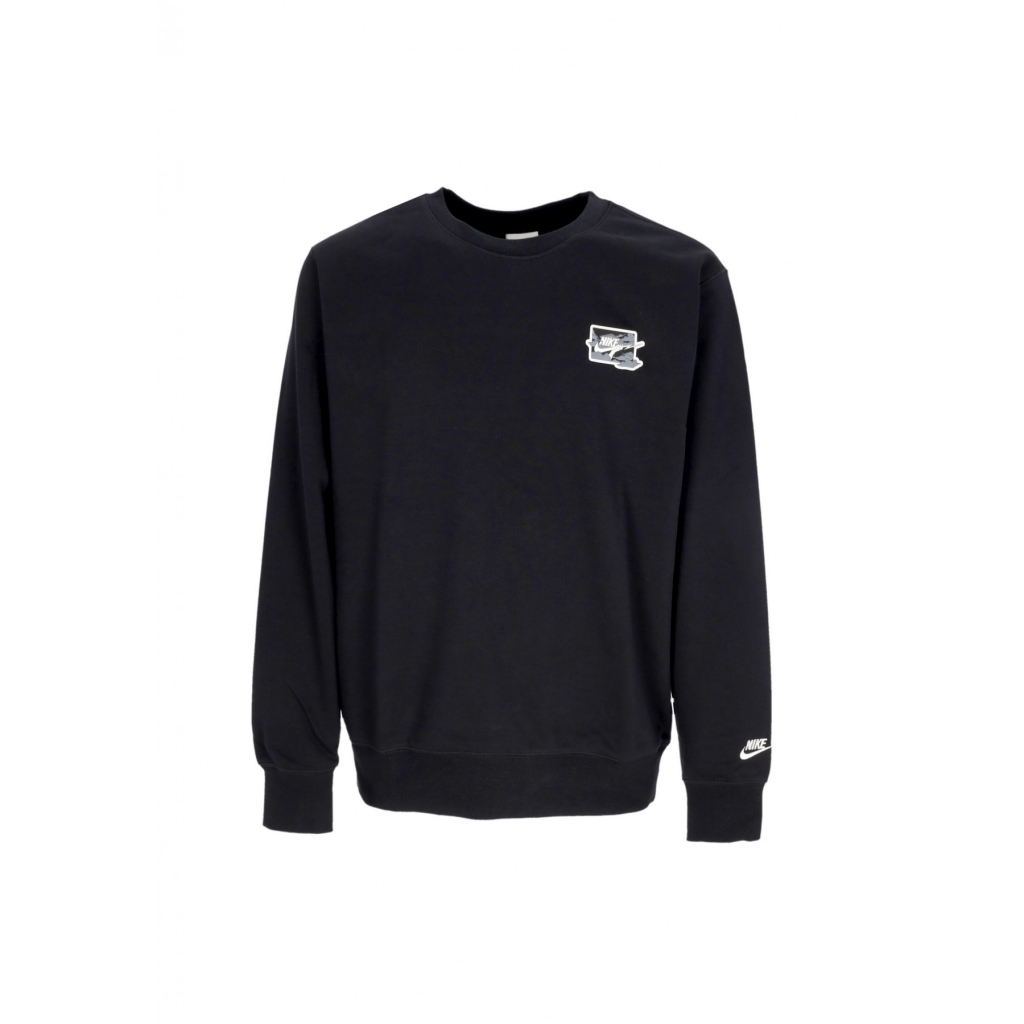 felpa leggera girocollo uomo club french terry crewneck BLACK/WHITE