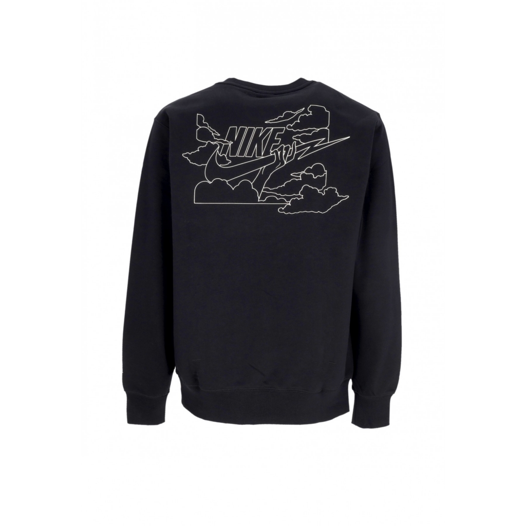 felpa leggera girocollo uomo club french terry crewneck BLACK/WHITE