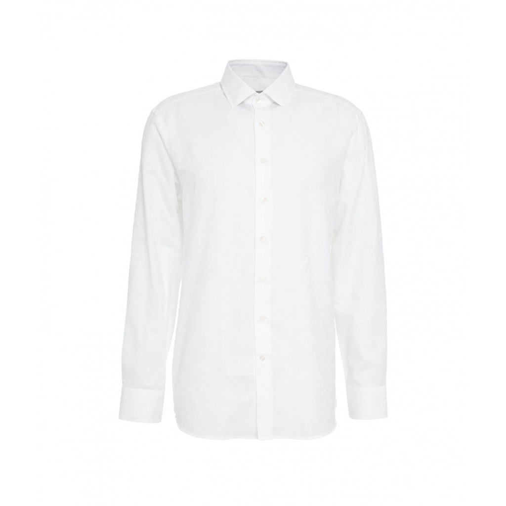 Camicia in cotone con motivo paisley bianco