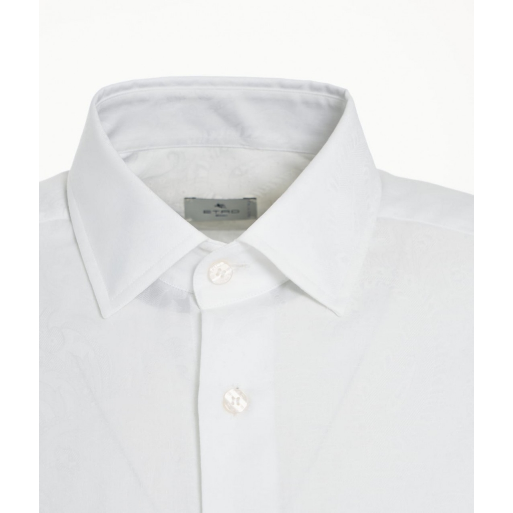 Camicia in cotone con motivo paisley bianco