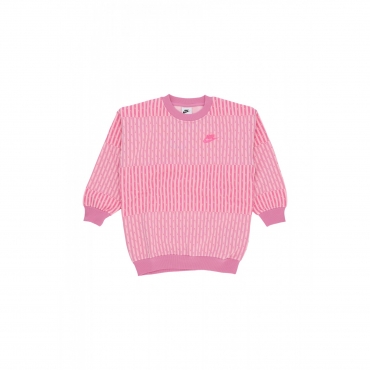 felpa girocollo ragazza sportswear club fleece oversize all over print crewneck MAGIC FLAMINGO/MAGIC FLAMINGO/HYPER PINK