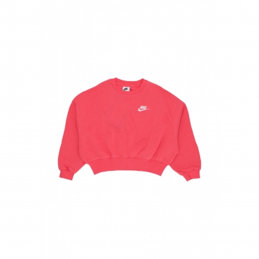 felpa girocollo corta ragazza sportswear club fleece boxy crewneck ASTER PINK/WHITE