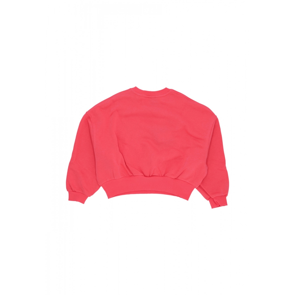 felpa girocollo corta ragazza sportswear club fleece boxy crewneck ASTER PINK/WHITE