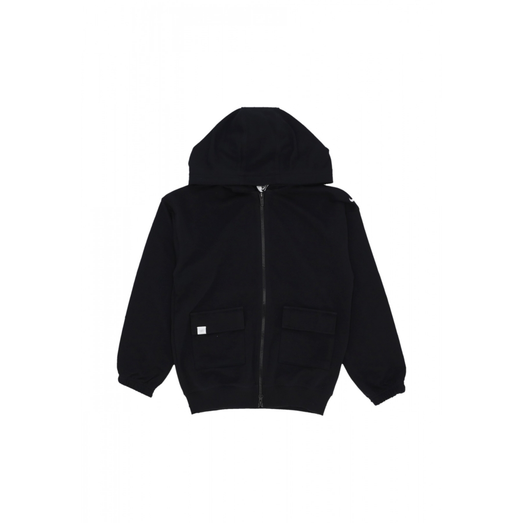 felpa leggera cappuccio zip ragazza sportswear dry fit oversized fleece dance hoodie BLACK