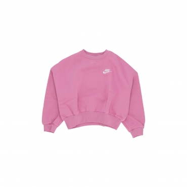felpa girocollo corta ragazza sportswear club fleece boxy crewneck MAGIC FLAMINGO/WHITE