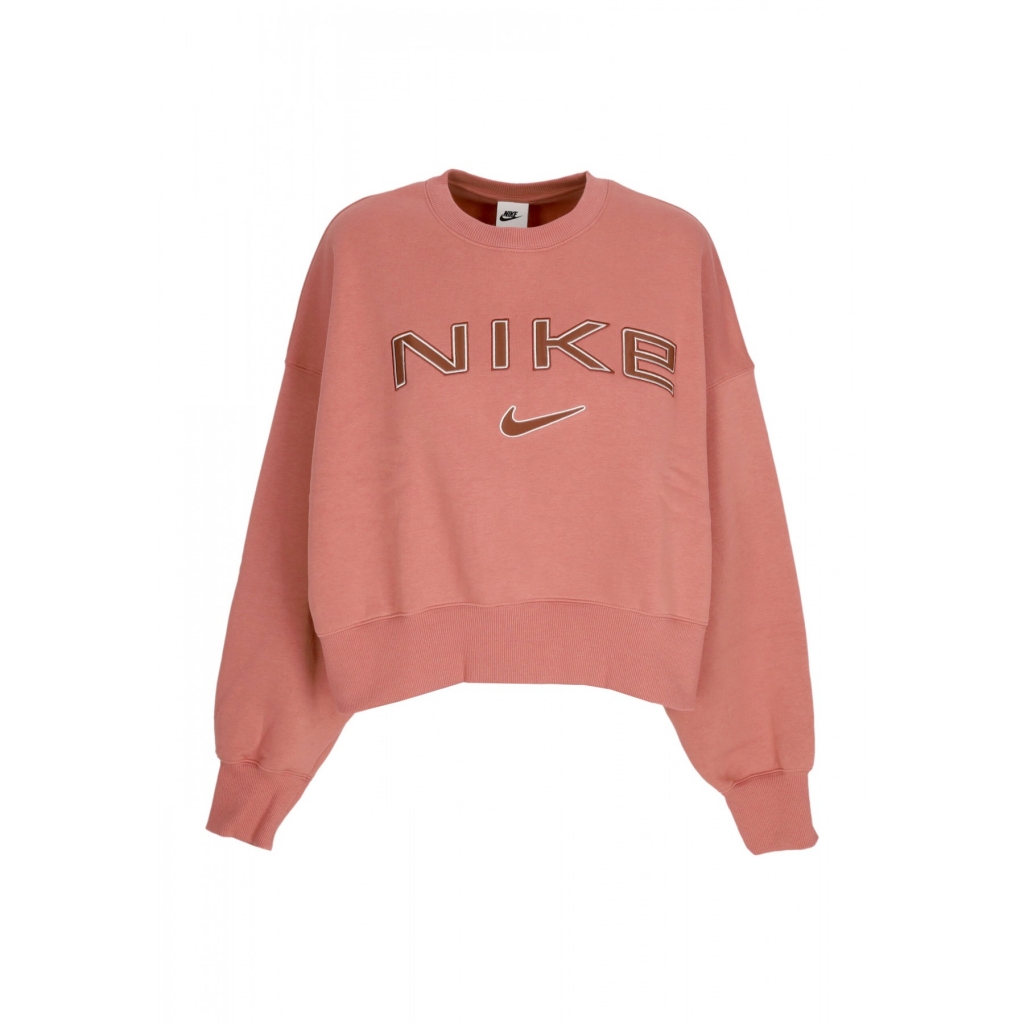 felpa girocollo donna w sportswear phoenix fleece over-oversized logo crewneck CANYON PINK/LT OREWOOD BRN/RED SEPIA