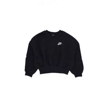 felpa girocollo corta ragazza sportswear club fleece boxy crewneck BLACK/WHITE