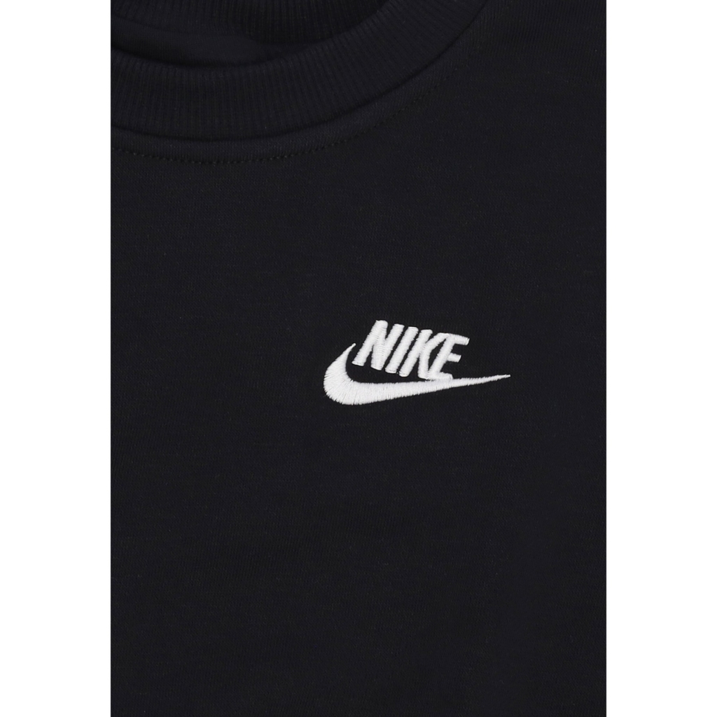 felpa girocollo corta ragazza sportswear club fleece boxy crewneck BLACK/WHITE