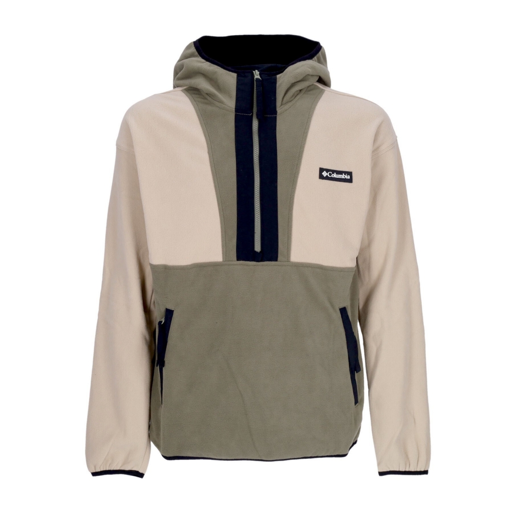 felpa cappuccio uomo backbowl lite half zip hoodie ANCIENT FOSSIL/STONE GREEN/BLACK