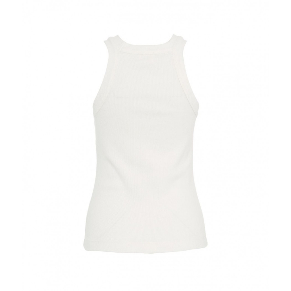 Top a coste con logo ricamato bianco