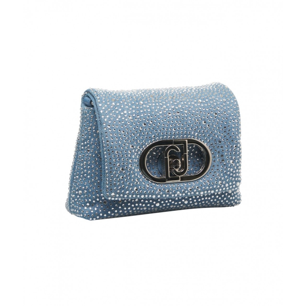 Borsa a tracolla con strass LaPuffy blu
