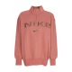 felpa collo alto donna w sportswear phoenix fleece oversized logo quarter zip crewneck CANYON PINK/LT OREWOOD BRN/RED SEPIA