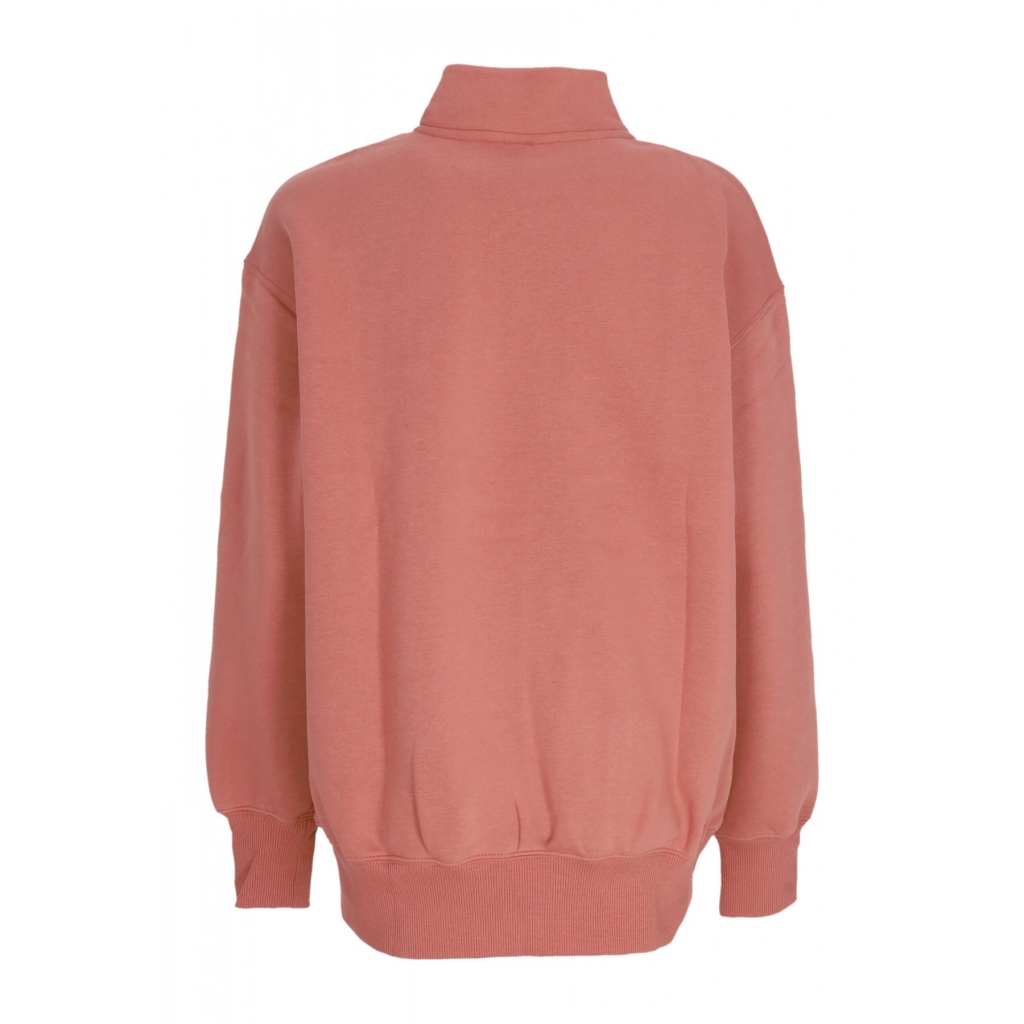 felpa collo alto donna w sportswear phoenix fleece oversized logo quarter zip crewneck CANYON PINK/LT OREWOOD BRN/RED SEPIA