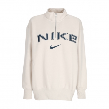 felpa collo alto donna w sportswear phoenix fleece oversized logo quarter zip crewneck LT OREWOOD BRN/WHITE/ARMORY NAVY