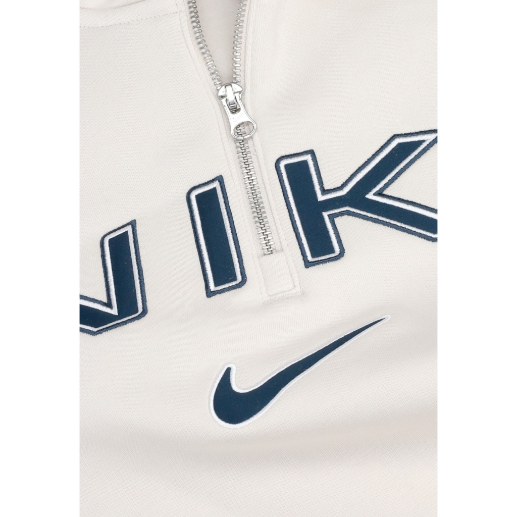 felpa collo alto donna w sportswear phoenix fleece oversized logo quarter zip crewneck LT OREWOOD BRN/WHITE/ARMORY NAVY