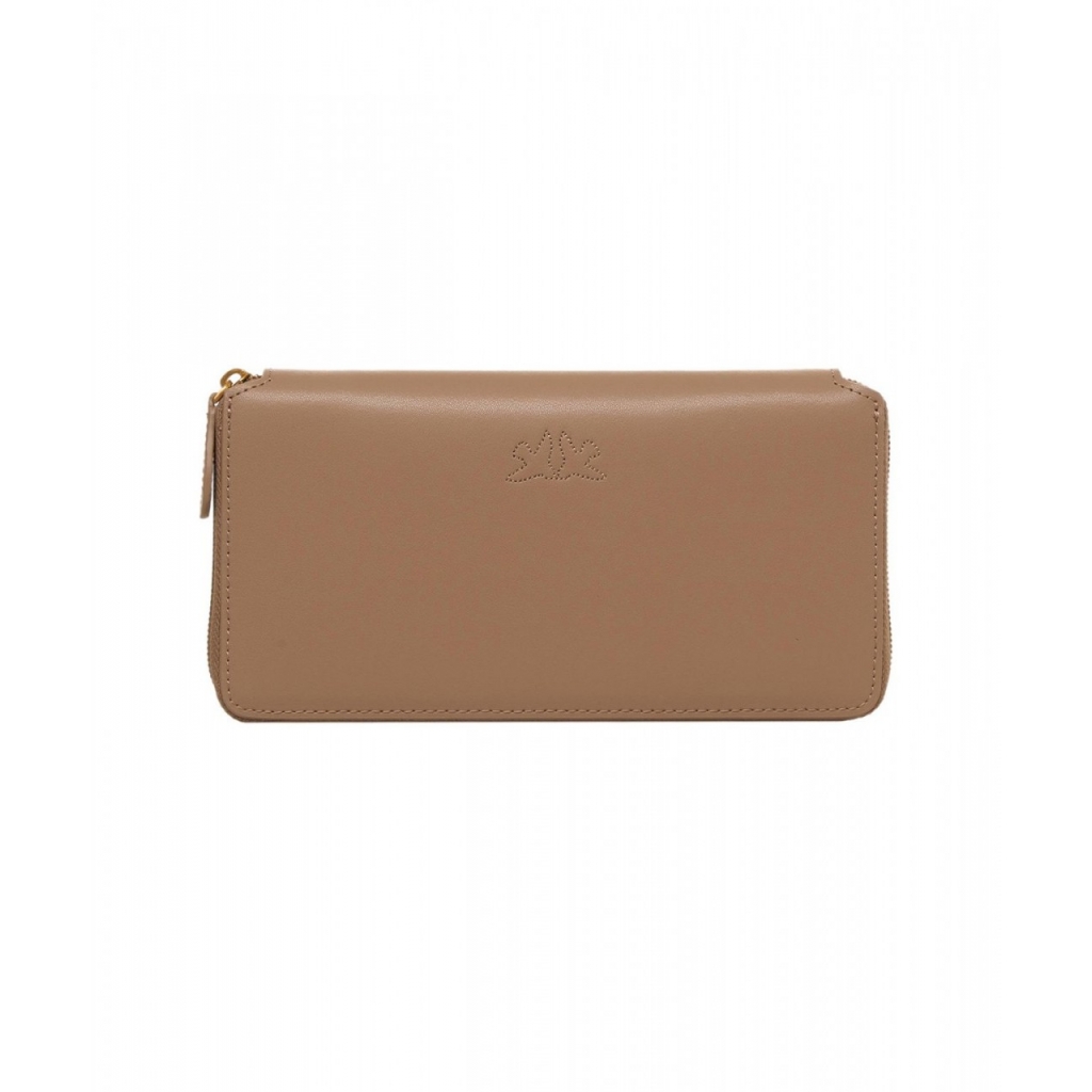 Portafoglio in pelle con logo marrone