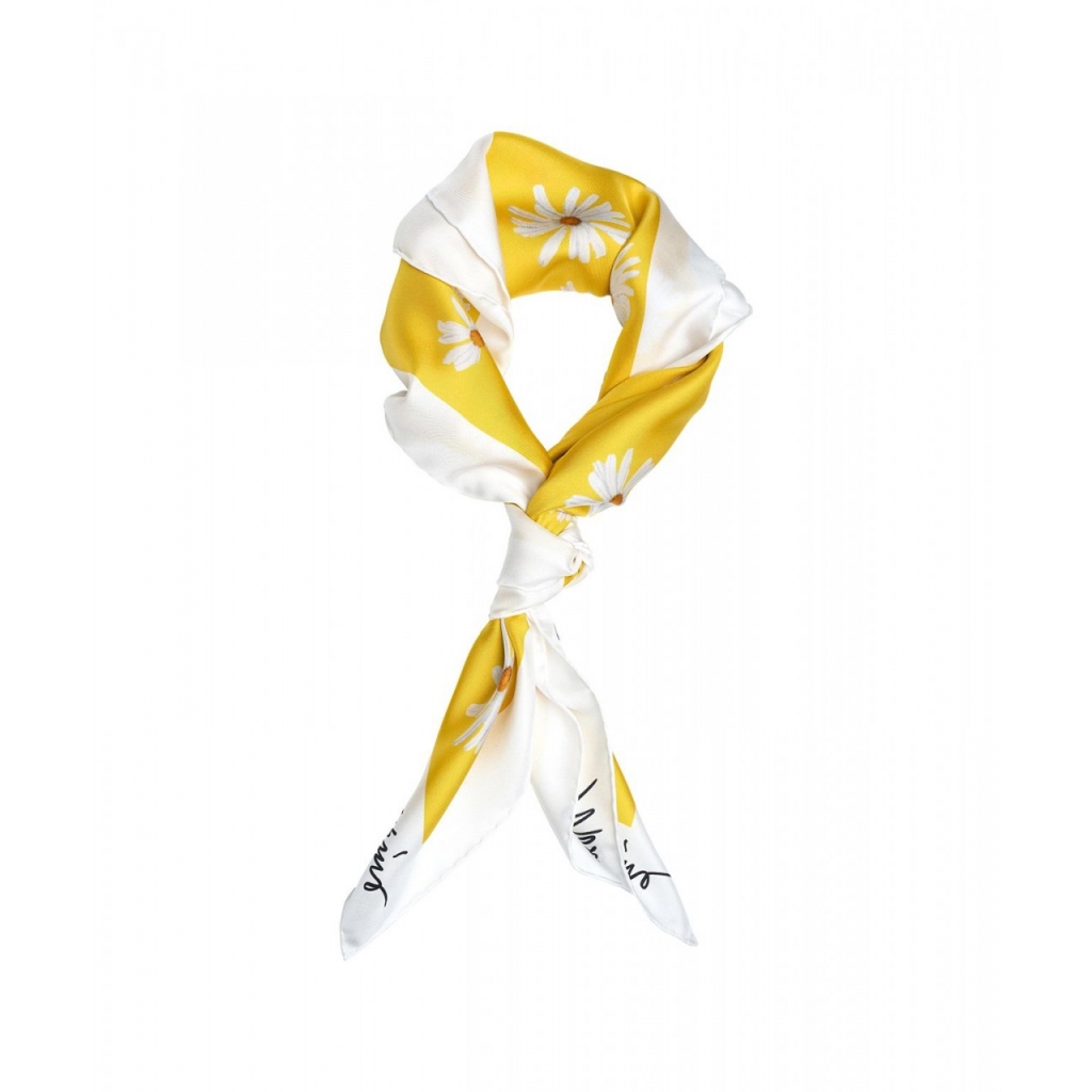 Sciarpa in seta con motivo floreale giallo