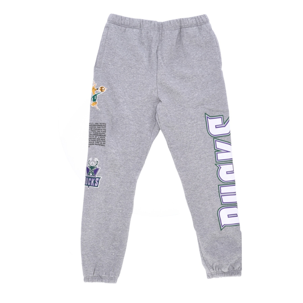 pantalone tuta felpato uomo nba team origins fleece pant hardwood classics milbuc GREY HEATHER