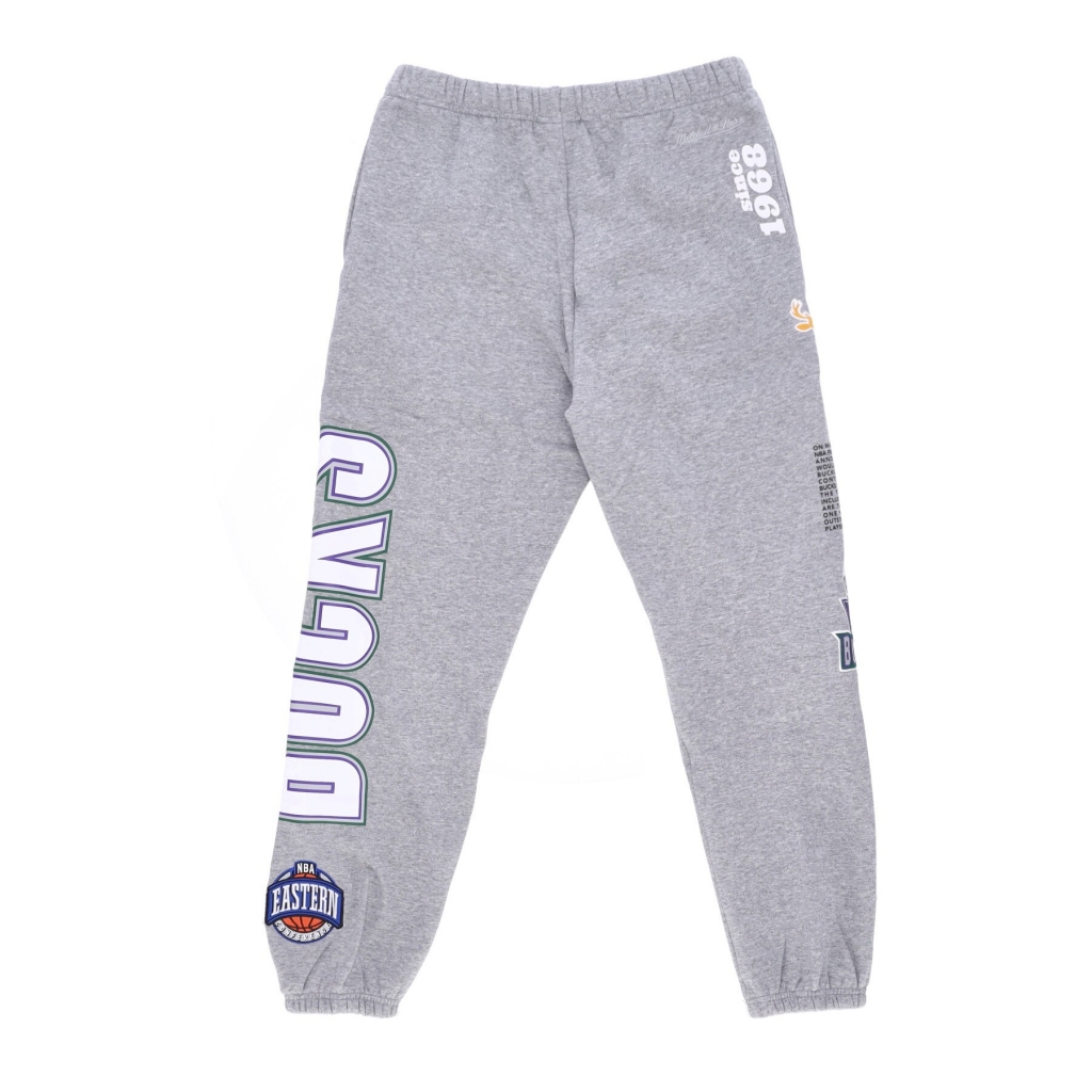 pantalone tuta felpato uomo nba team origins fleece pant hardwood classics milbuc GREY HEATHER
