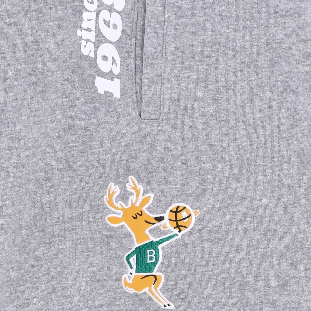 pantalone tuta felpato uomo nba team origins fleece pant hardwood classics milbuc GREY HEATHER
