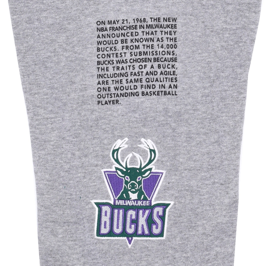 pantalone tuta felpato uomo nba team origins fleece pant hardwood classics milbuc GREY HEATHER