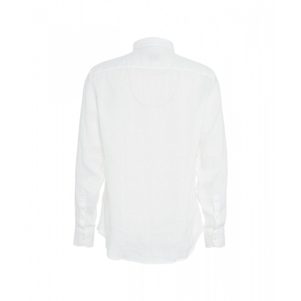 Camicia button-down in lino bianco
