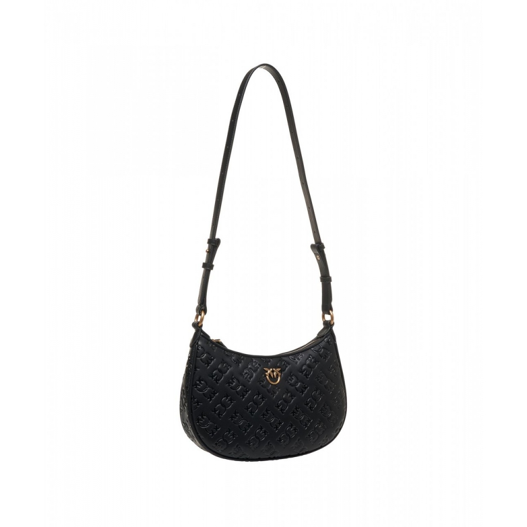 Borsa a spalla con monogramma Mini Half Moon nero