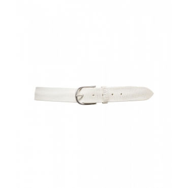 Cintura in cuoio inciso bianco