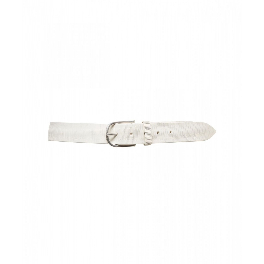 Cintura in cuoio inciso bianco