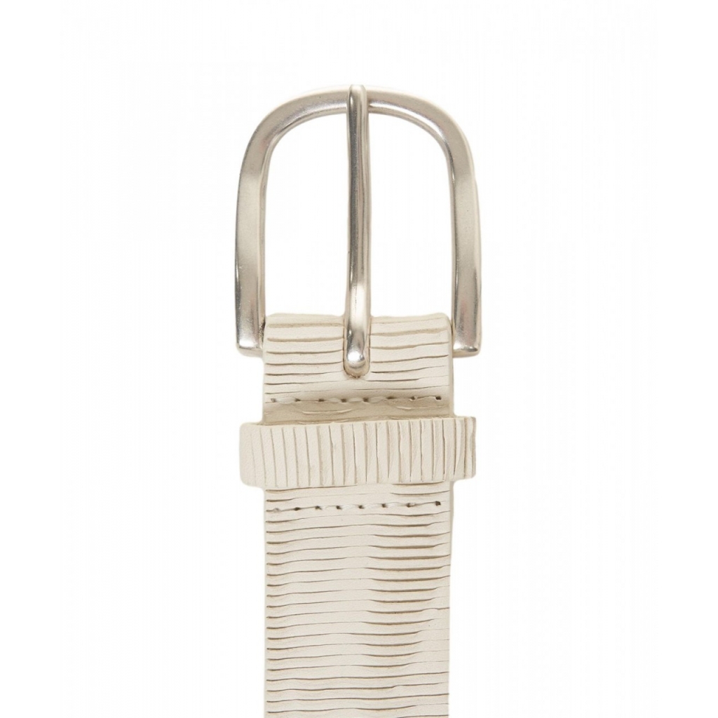Cintura in cuoio inciso bianco