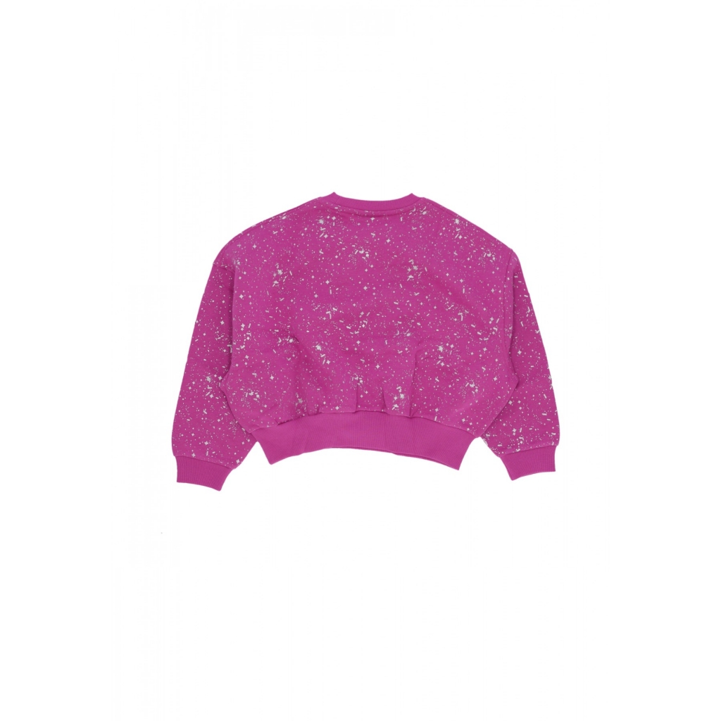 felpa girocollo ragazza sportswear club fleece shine crewneck HOT FUCHSIA/METALLIC SILVER