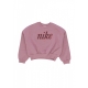 felpa girocollo ragazza sportswear club fleece boxy crewneck PLUM DUST/LT WILD MANGO