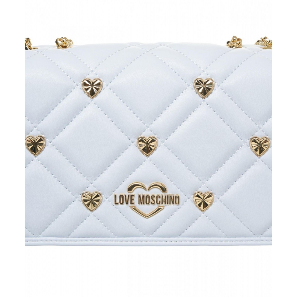 Borsa a spalla con borchie azzurro