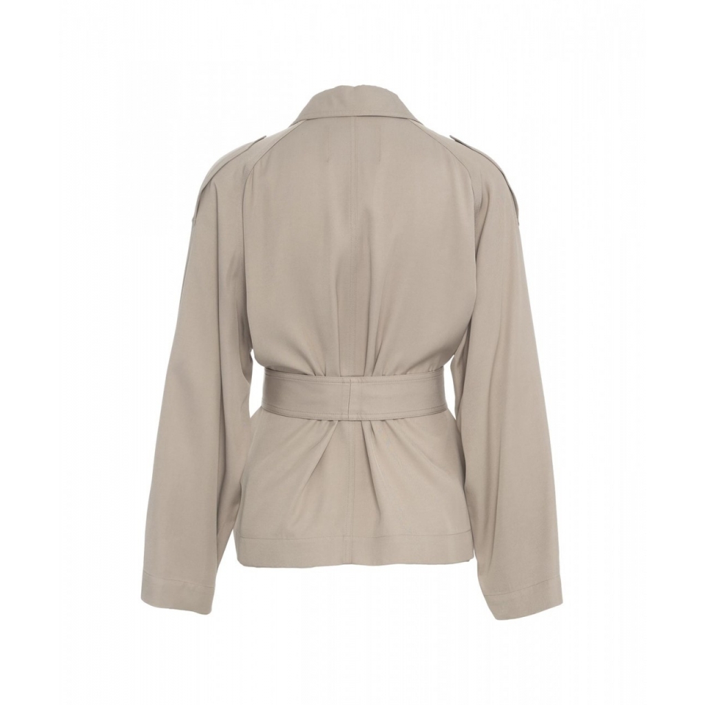 Blazer doppiopetto con cintura in vita grigio chiaro