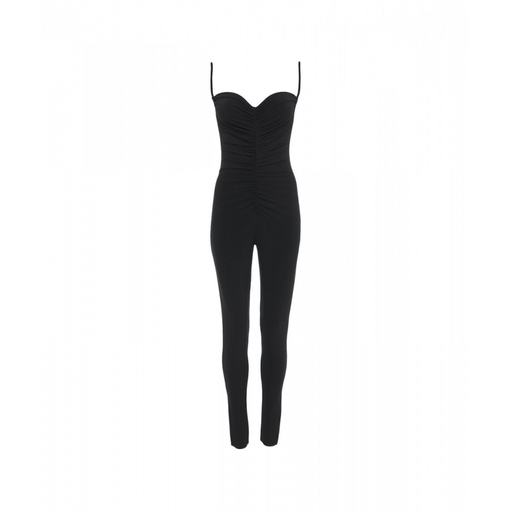 Catsuit con arricciatura nero