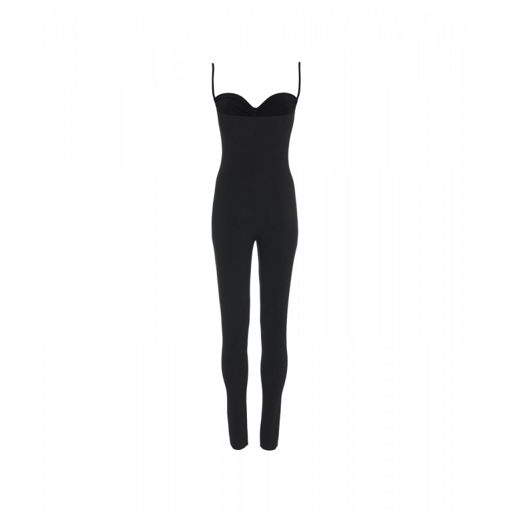Catsuit con arricciatura nero