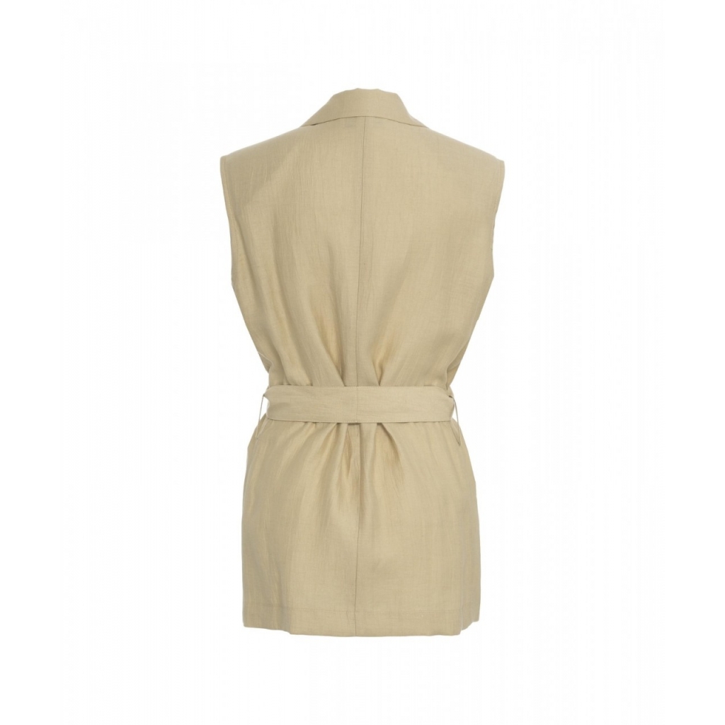 Gilet con cintura in vita beige