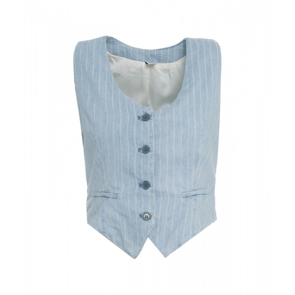 Gilet in denim gessato blu
