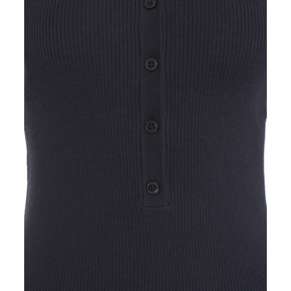 Polo in misto cashmere blu scuro