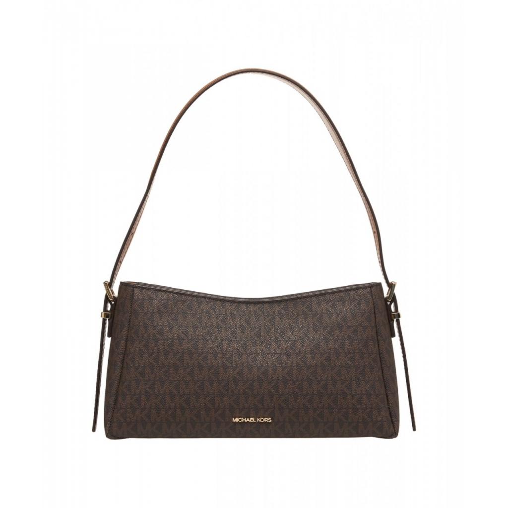Borsa a spalla con logo Moore marrone