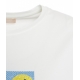 T-shirt con stampa e strass bianco