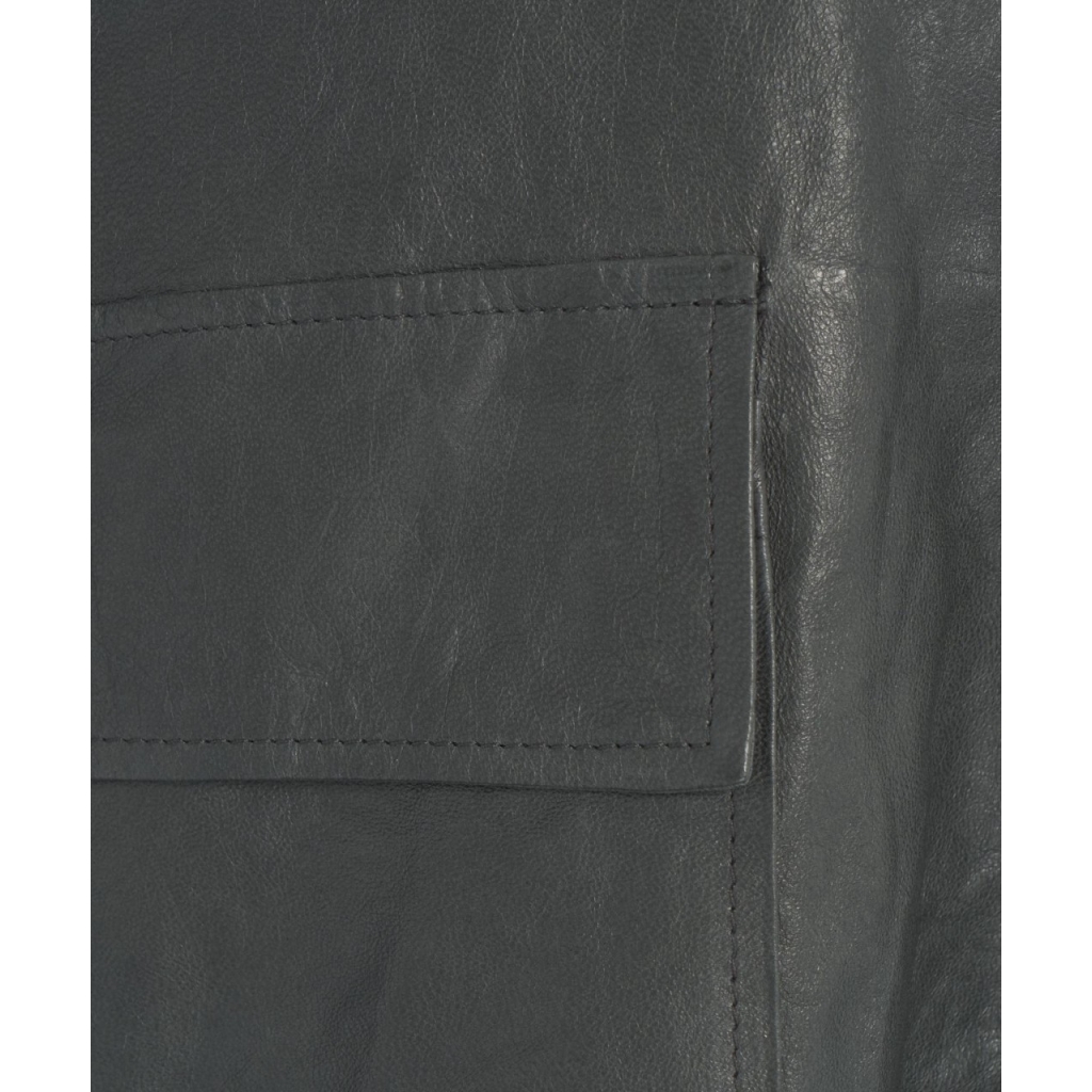 Giacca in pelle senza collo nero
