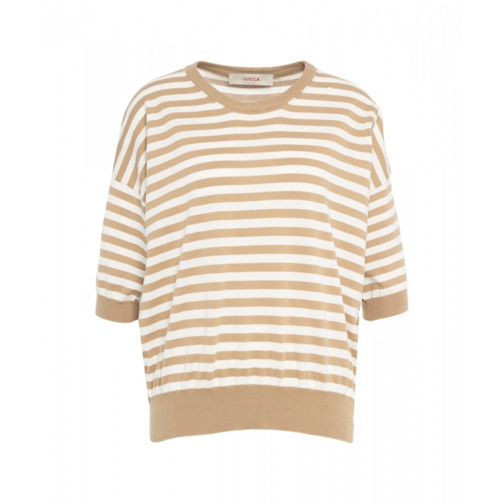 Maglione mezza manica beige