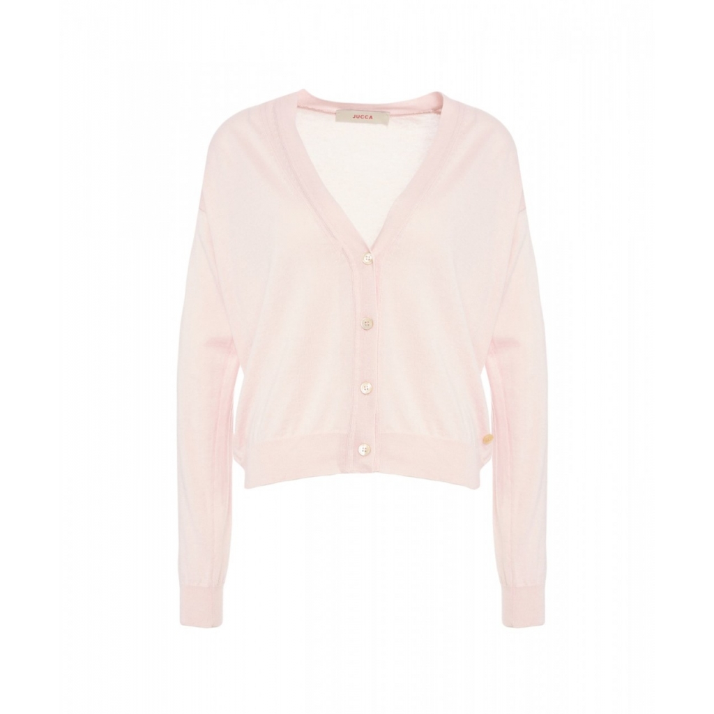 Cardigan con dettaglio bottoni rosa