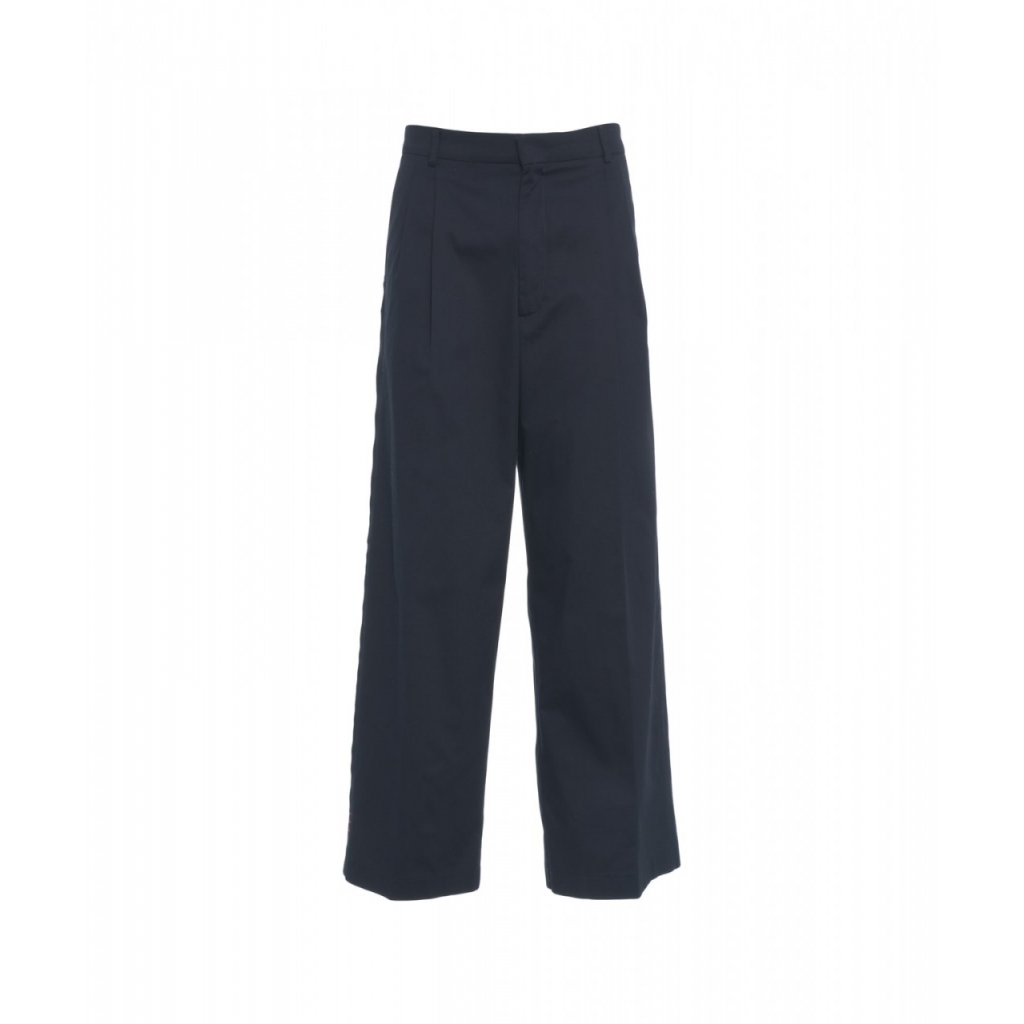 Pantaloni larghi a pieghe blu scuro